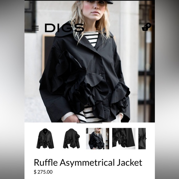 DIGS Ruffle Asymmetrical Jacket size M - Picture 2 of 7